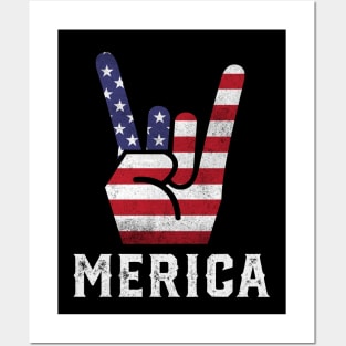 Merica 4th of July Funny American Flag Patriotic Posters and Art